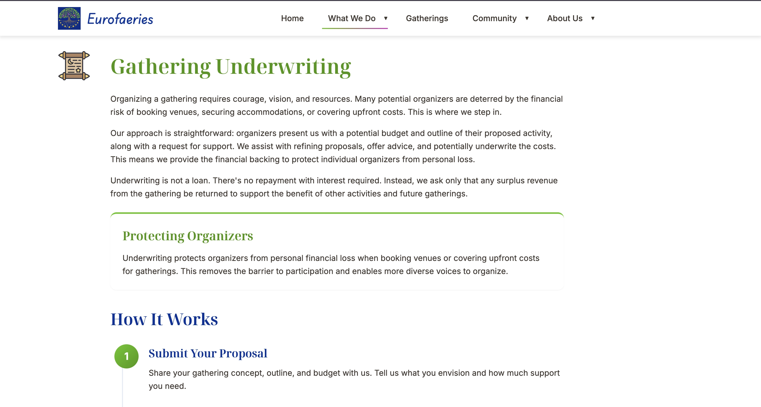 Faeries.eu Community Programmes Section