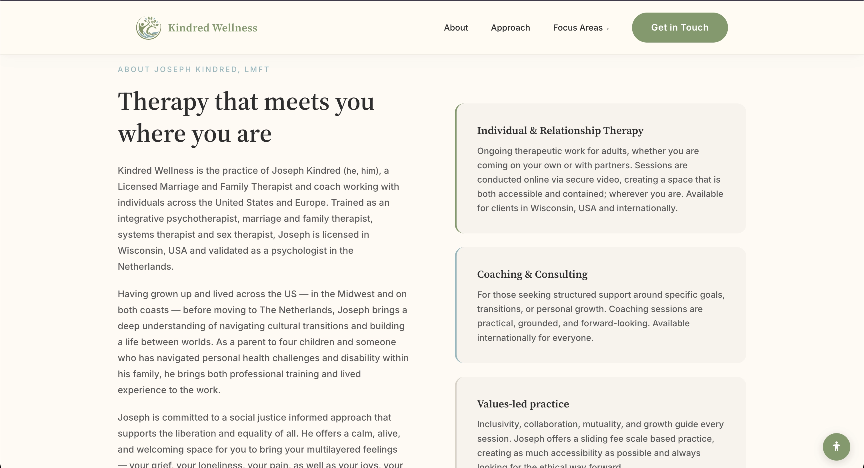 Kindred Wellness Services Section