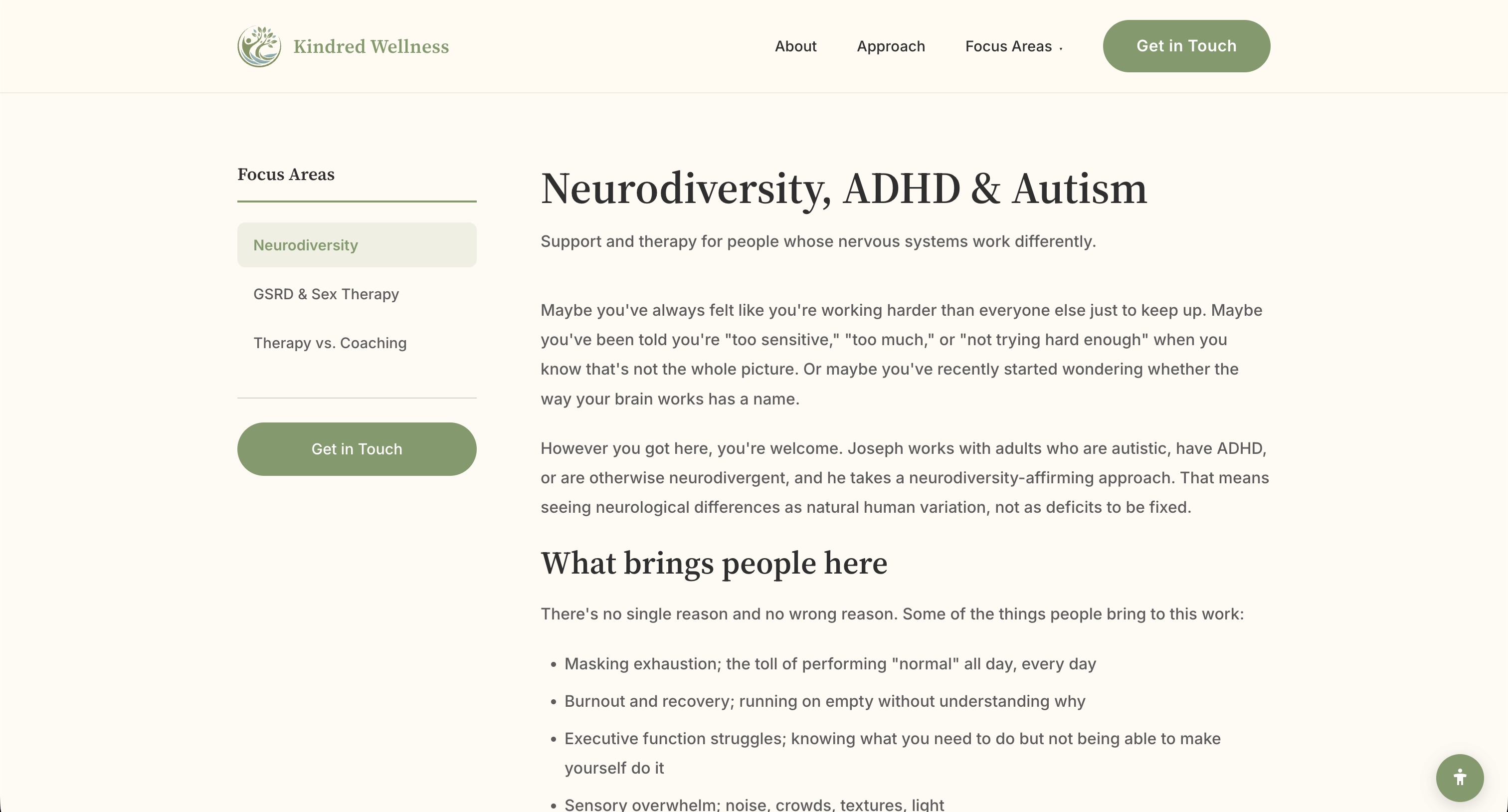 Kindred Wellness Accessibility Widget